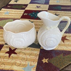 Irish Belleek porcelain creamer and sugar Set